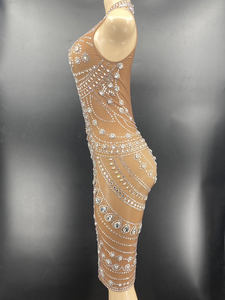 NOVANCE nuevo patrón de cristal sin mangas de fiesta vestidos de graduación superventas hasta la rodilla vestido de noche de satén - Product Image 2