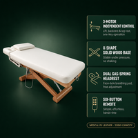 Table de massage électrique à 2 moteurs avec télécommande, appui-tête à double vérin à gaz, table de soin du visage, équipement de beauté pour salon, spa, clinique