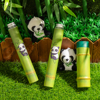 Botellas de Plástico PET Desechables y Ecológicas para Jugo/Refresco con Tapa, Diseño de Panda y Bambú, Etiquetas Personalizadas, Venta al Por Mayor