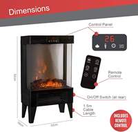 Cheminée électrique chauffante en fonte avec effet de flamme LED, 2 niveaux de chaleur, commandes tactiles à distance, protection contre la surchauffe, pour usage domestique