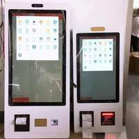 Tablet Android layar sentuh LED 24 27 32 inci, Tablet Android layar sentuh pemesanan mandiri, pembaca kode batang mendukung SDK, dudukan meja kaca kuat