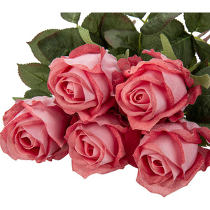 Roses artificielles à longue tige en soie pour bouquet de mariage DIY, centre de table, décoration intérieure - Product Image 1