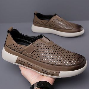 Mocasines de Piel Sintética para Hombre, Transpirables, Casuales de Verano, Color Marrón, Cierre Deslizante, Cómodos, Ligeros, Antideslizantes para Primavera - Product Image 6