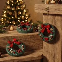 Couronne de Noël artisanale en cire de soja, bougie décorative, coffret cadeau, idéale pour la décoration de table de Noël, les fêtes, les fêtes de fin d'année et les cadeaux de pendaison de crémaillère
