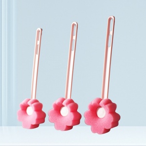 家庭用毎日必需品シンプルなスポンジカップブラシ小さなピンクの花ライト子供用プラスチックスポンジブラシ幼稚園用 - Product Image 6