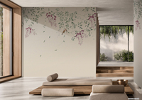 Palmbladeren Beige Crème Muurschildering Bloemen Fotobehang voor Eetkamer Woonkamer Hal Vochtbestendig Behang Woondecoratie