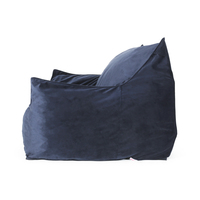 Fila Velveteen Fauteuil pouf surdimensionné 2 places avec accoudoirs, Bleu foncé