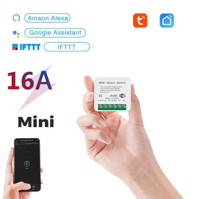 Tuya Wifi Smart Light Switch Smart Home Automation DIY Module Breaker Support 2 Way Control, Works with Alexa Google Home