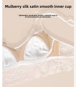 Ropa interior de <span class=keywords><strong>encaje</strong></span> <span class=keywords><strong>con</strong></span> patrón Floral de estilo francés sin aros para mujer, <span class=keywords><strong>Sujetador</strong></span> de copa triangular <span class=keywords><strong>con</strong></span> espalda hermosa, transpirable - Product Image 2