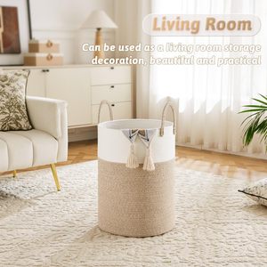 Cesto de Ropa Sucia Personalizado, Cesto de Ropa de Cuerda de Algodón Tejido de 60L para Decoración y Almacenamiento de Ropa Sucia y Juguetes - Product Image 6
