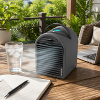 Mini Raffrescatore d'Aria da Tavolo Elettrico Portatile con Serbatoio d'Acqua da 700ml, Umidificatore con Cubetti di Ghiaccio, Ventilatore per Uso Domestico e Alberghiero