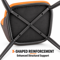 Fauteuil de salle à manger design orange avec dossier haut, assise rembourrée, finition tressée bicolore et structure en X pour hôtel, restaurant, café