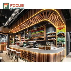 Mostrador de Servicio de Café Contemporáneo, Estante de Pago Frontal, Estación de Barista, Mostrador de Cafetería en Negro Mate - Product Image 2