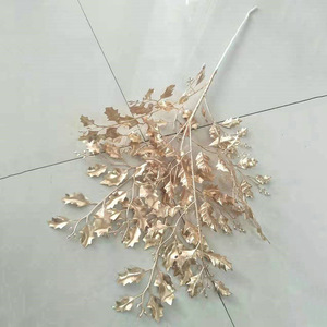 Feuilles de palmier artificielles en plastique dorées, décorations de fête tropicales, décorations de mariage, feuilles de tortue dorées simulées - Product Image 2