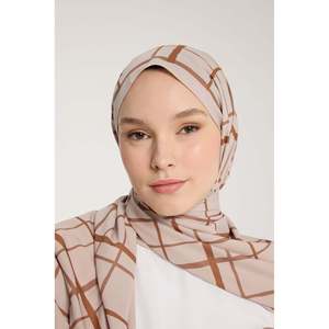 Foulard musulman traditionnel à tonalité pure, motif carré, pierre noisette, accessoire vestimentaire élégant - Product Image 2