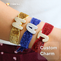 YIMEILI & Liontin Inisial Nama Persahabatan Kustom untuk Gelang, Dapat Disesuaikan, Berkilau, Warna-warni, 26 Huruf, Gelang untuk Pasangan, Hadiah