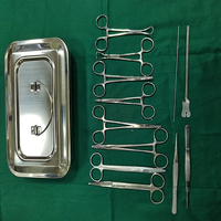 CE Certified 14pcs Minor Surgery Set Stainless Steel 304 Autoclavable Suture Kit Hemostat Scissors Needle Holder Dental Tray