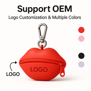 Exclusive New Design Lips-Shaped Silicone Coin Purse with Keychain <b>Mini</b> Waterproof <b>Pouch</b> for Lipsticks Keys & Coins Custom Logo - Product Image 6