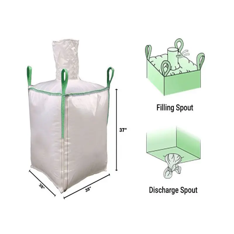 Saco de plástico fibc a granel para construção, saco plástico de milho, saco de plástico fibc de 1 tonelada, saco de areia, pedra, café, concreto e limão