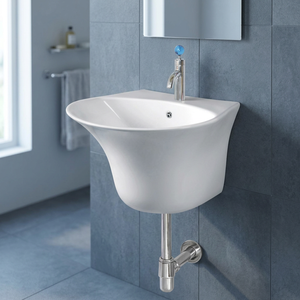 Modern Ceramic Wall Hung Wash Basin Single Hole Bathroom Hand Wash Sink for Hospital Mall Villa Projects Wholesale - Product Image 2