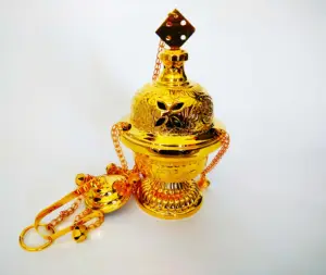 Thiết kế mới chất lượng cao đánh bóng thurible Lư Hương Đồng thau mạ vàng thiết kế từ bengaluru, karnataka, Ấn Độ