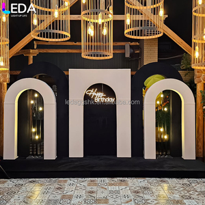 LEDA Customizable Modern Wedding Event White Three-piece Set Acrylic Hanging Chandelier <b>Backdrop</b> <b>Stand</b> for Wedding - Product Image 1