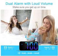 Réveil numérique RGB vibrant super puissant avec veilleuse, vibreur de lit, fonction snooze, 2 alarmes, fonctionne sur piles, horloge de bureau moderne et robuste