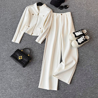 Ensemble sportif décontracté pour femmes, style coréen, nouvelle collection automne, col montant zippé, sweat-shirt à manches longues, pantalon long, tenue deux pièces
