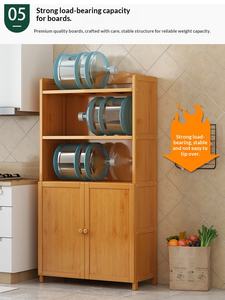 Étagère de rangement de <span class=keywords><strong>cuisine</strong></span> en bambou, support de four à <span class=keywords><strong>micro</strong></span>-ondes multi-niveaux sur pied, <span class=keywords><strong>meuble</strong></span> de rangement multifonctionnel moderne, buffet - Product Image 4