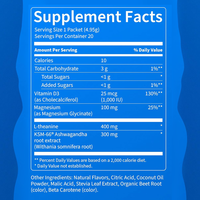 LIFEWORTH Glycinate de magnésium avec Ashwagandha, L-Théanine, Vitamine D3 pour le sommeil et le soulagement du stress Boisson cortisol framboise citron