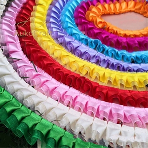 Pita Satin Organza 25mm untuk Aksesoris Pakaian DIY, Kerajinan, Pakaian Hewan Peliharaan, Gaun, Dekoratif, Kain Renda Berlipit Dua Lapis - Product Image 6