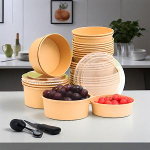 ชามสลัดกระดาษสีขาว500มล. 1000มล. 1300มล. พร้อมฝาปิด - Product Image 1