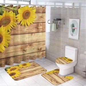 Juego <span class=keywords><strong>de</strong></span> baño <span class=keywords><strong>de</strong></span> cuatro piezas, estilo bohemio vintage con estampado paisley, cortina <span class=keywords><strong>de</strong></span> ducha <span class=keywords><strong>de</strong></span> poliéster, tapete para el piso y funda para el asiento del inodoro - Product Image 6
