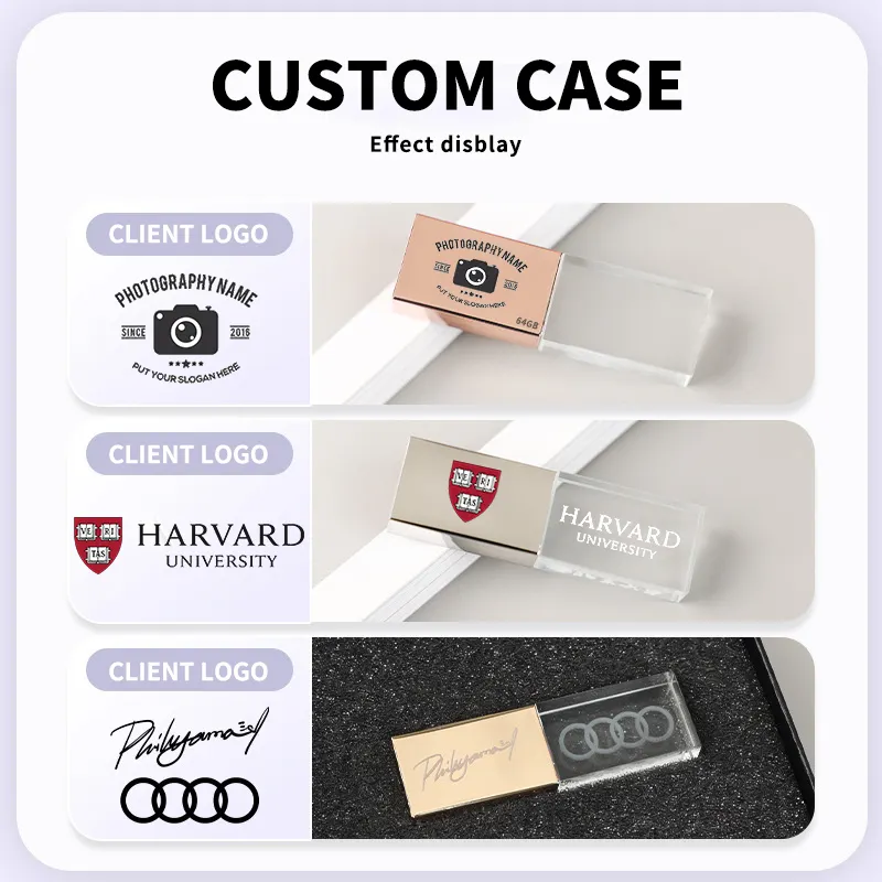 Custom 2.0 3.0 Usb Memory Stick Glass 1Gb 2Gb 4Gb 8Gb 16Gb 32Gb 64Gb 128Gb Pendrives Crystal Pen Drive Memorias Usb Flash Drive