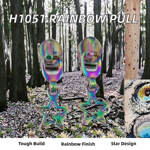 H1051 Doble Estrella Arcoíris Tirador de Cremallera de Nylon Sin Bloqueo de Aleación de Zinc de 1.0 Pulgadas - Product Image 2