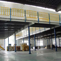 Plateforme de mezzanine d'entrepôt robuste en structure d'acier Q235B personnalisée, escalier, garde-corps de sécurité, capacité de charge de 500 kg/m²