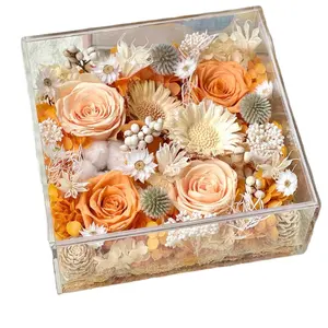 Eternal life picture frame acrylic real flower box Dried flowers with hand gift home decoration holiday gift box