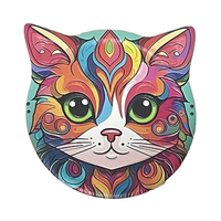 Sous-verre en céramique moderne et mignon en forme de tête de chat, pliable, pour table de cuisine, avec design personnalisé