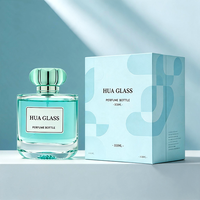 Maßgefertigte Herren-Parfümflasche Klares Quadratisches Glas 100ml Mit Crimp-Sprühkopf und Verpackungsbox für Luxus-Duftmarken