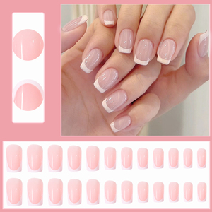 Juego <span class=keywords><strong>de</strong></span> 24 <span class=keywords><strong>Uñas</strong></span> <span class=keywords><strong>Postizas</strong></span> Francesas Blancas, <span class=keywords><strong>Uñas</strong></span> <span class=keywords><strong>de</strong></span> Cobertura Completa con Punta Francesa, Forma Cuadrada Corta y Brillante, <span class=keywords><strong>para</strong></span> Mujeres y <span class=keywords><strong>Niñas</strong></span>, Uso Diario - Product Image 2