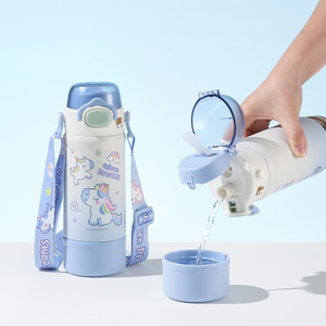 PINKAH - Botella de Agua con Pajita para Niños, Diseño de Animales, 600 ml, Antiderrames, Doble Pared, Acero Inoxidable, Libre de BPA, para la Escuela - Product Image 3
