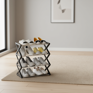Shoe Rack 4 Tier Metal Foldable Freestanding Storage Organizer For Shoes Home Living Room Furniture Modern Minimalist Design - Product Image 2