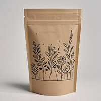 Pochette autoportante en papier kraft brun biodégradable et recyclable avec fermeture éclair et fenêtre pour pizza et aliments pour animaux de compagnie, taille et couleur personnalisables