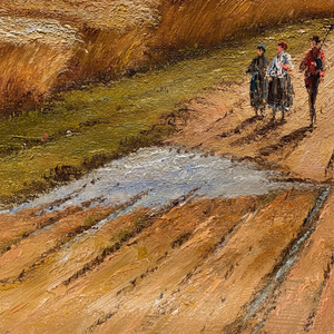 Dipinti a Olio Classici Dipinti a Mano 20x24 Pollici Tre Persone in Campo Agricolo Arte Fine 100% Originale su Tela - Product Image 1