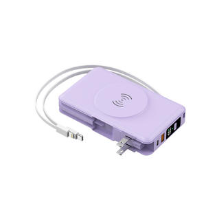 Lavender 20000mAh Wall <b>Socket</b> Power Bank With Built In Cable Wireless Charging Us Standard - Product Image 1