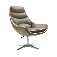 Fauteuil Moderne de Salon en Cuir PU, Piètement Métallique, Fauteuil Pivotant Confortable