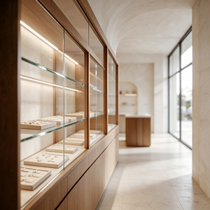 Diseño Interior de Joyería de Lujo Personalizado, Exhibidores de Madera para Joyas y Mostrador para Proyecto de Equipamiento de Tienda Minorista - Product Image 5