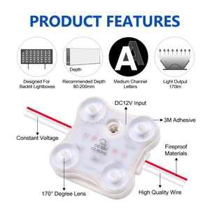 Módulo LED SMD2835 de 12V a Prueba de Agua con 4 LED para Letras de Canal de Rótulos - Product Image 4