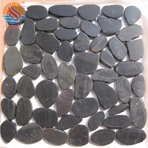 Nhà Máy Cung Cấp Slice Đen <span class=keywords><strong>Pebble</strong></span> Đá Gạch Với Lưới - Product Image 6