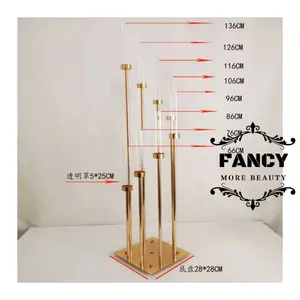 Wedding centerpieces candle stick gold tall high 8 arm candle holder for wedding table decoration